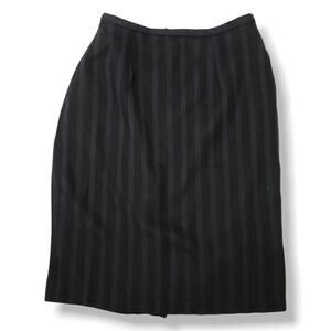 Cyd & Samm Made Italy Pinstripe Wool Blend Pencil Skirt 4 Black Officecore EUC